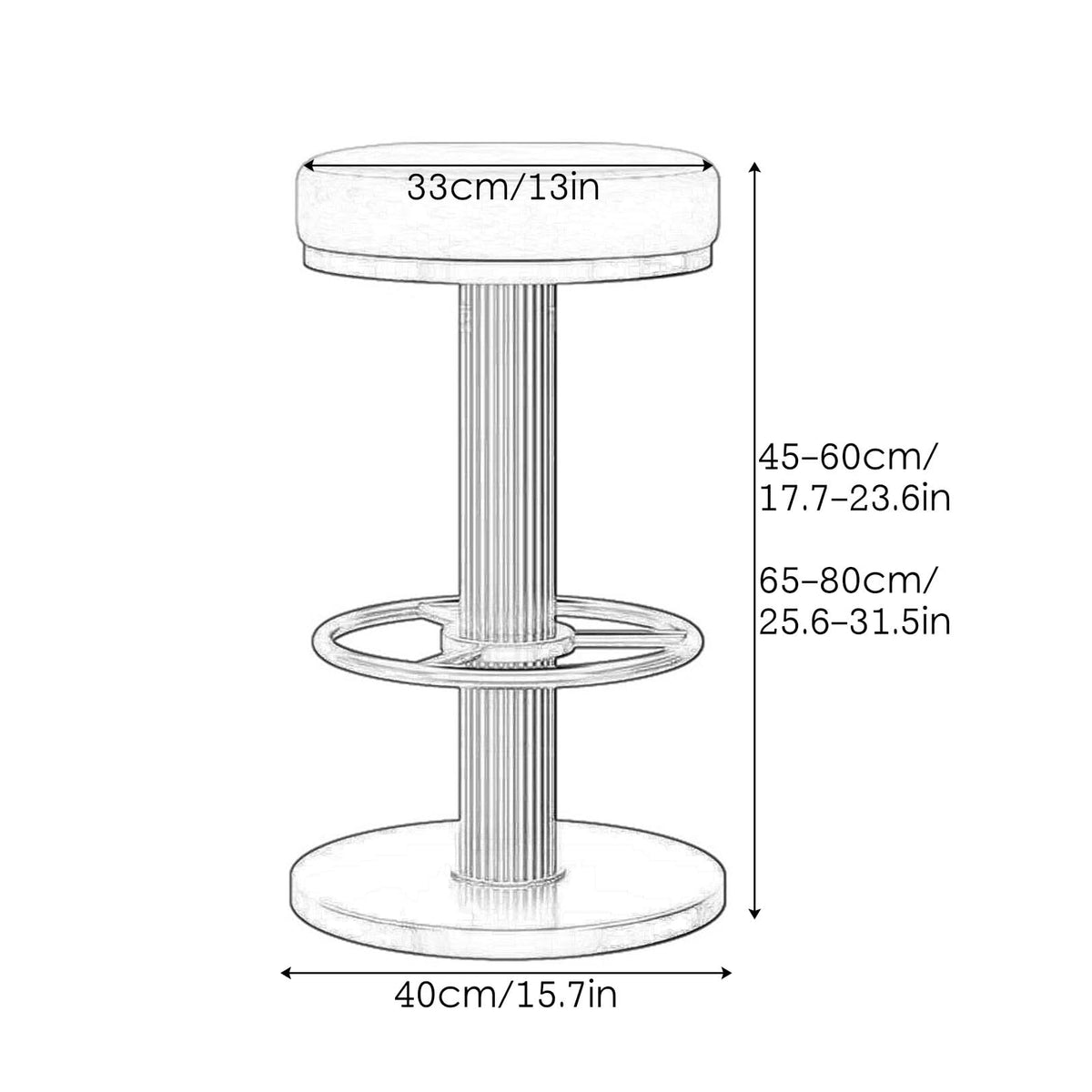 Swivel Bar Stool with Backrest and Footrest