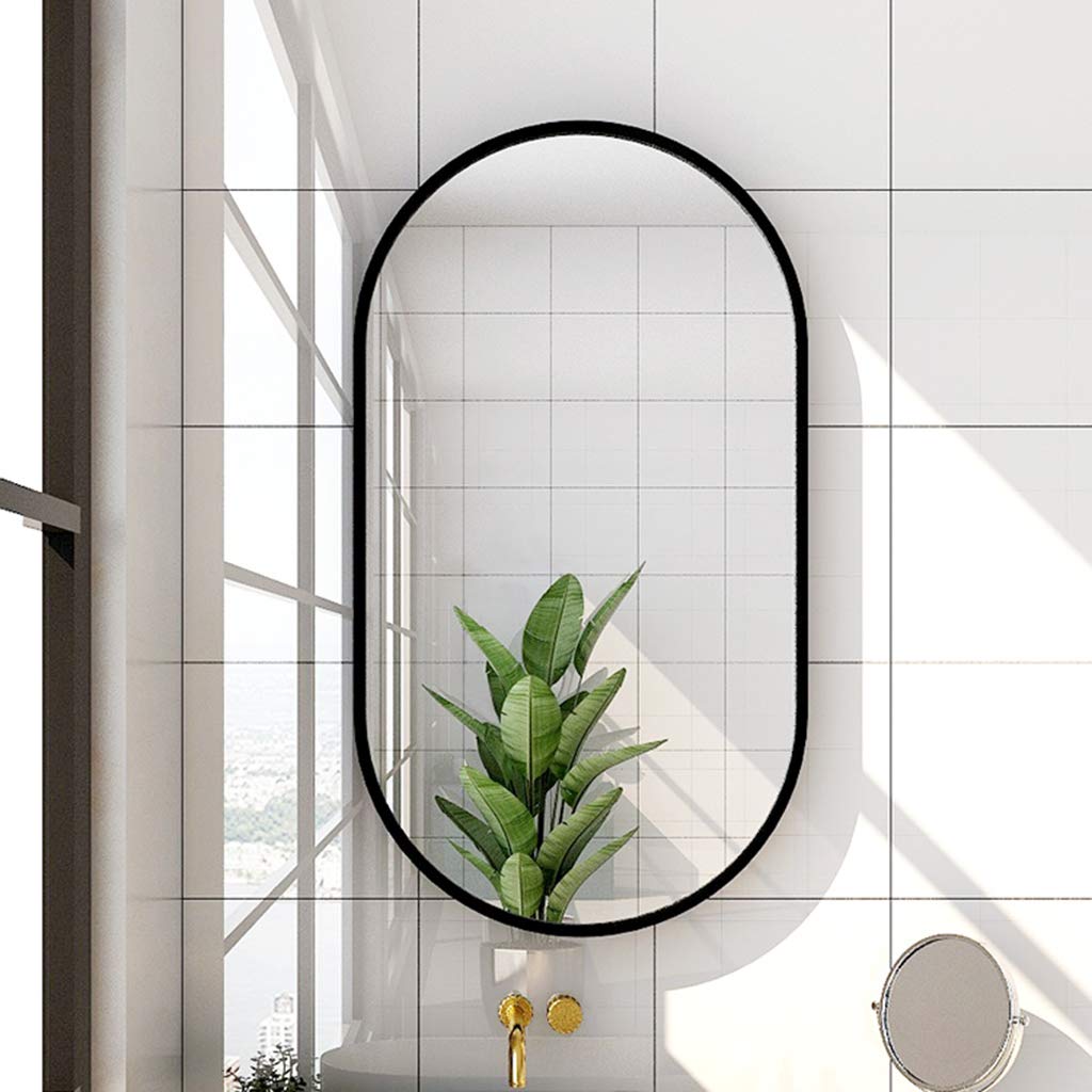 Black Aluminum-Frame Wall Mirror, 50 x 70 cm