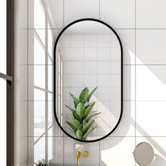 Black Aluminum-Frame Wall Mirror, 50 x 70 cm