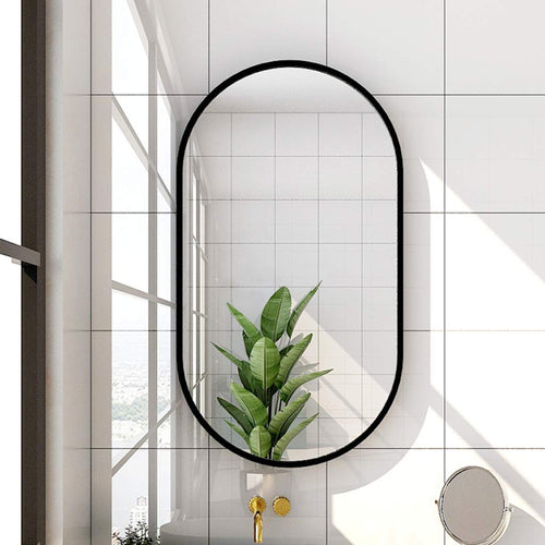 Black Aluminum-Frame Wall Mirror, 50 x 70 cm