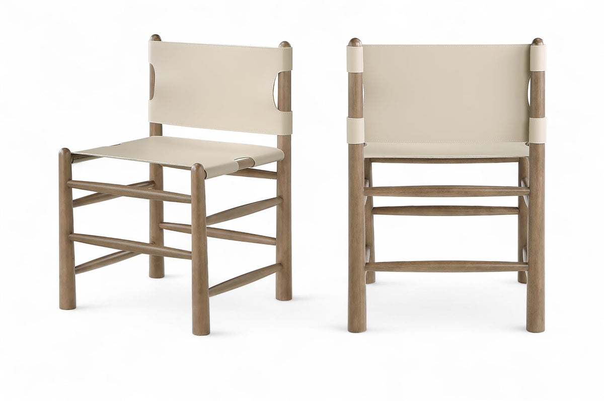Vegan-Leather Wood Dining Chairs, Set of Two