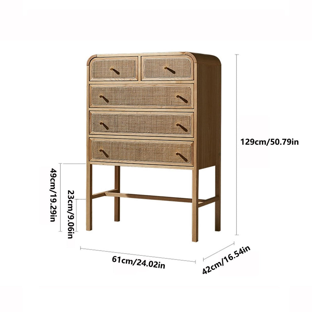 Wooden Drawer Chest with Gold-Tone Handles