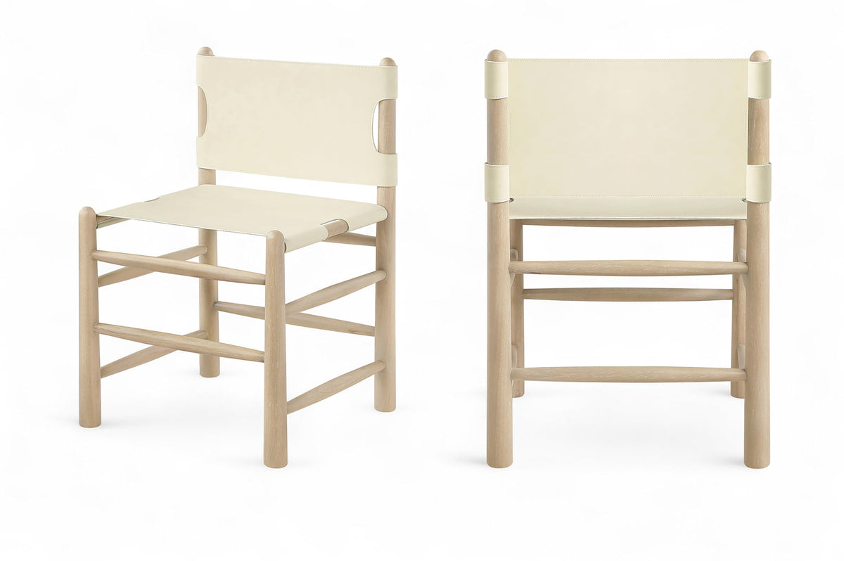 Vegan-Leather Wood Dining Chairs, Set of Two