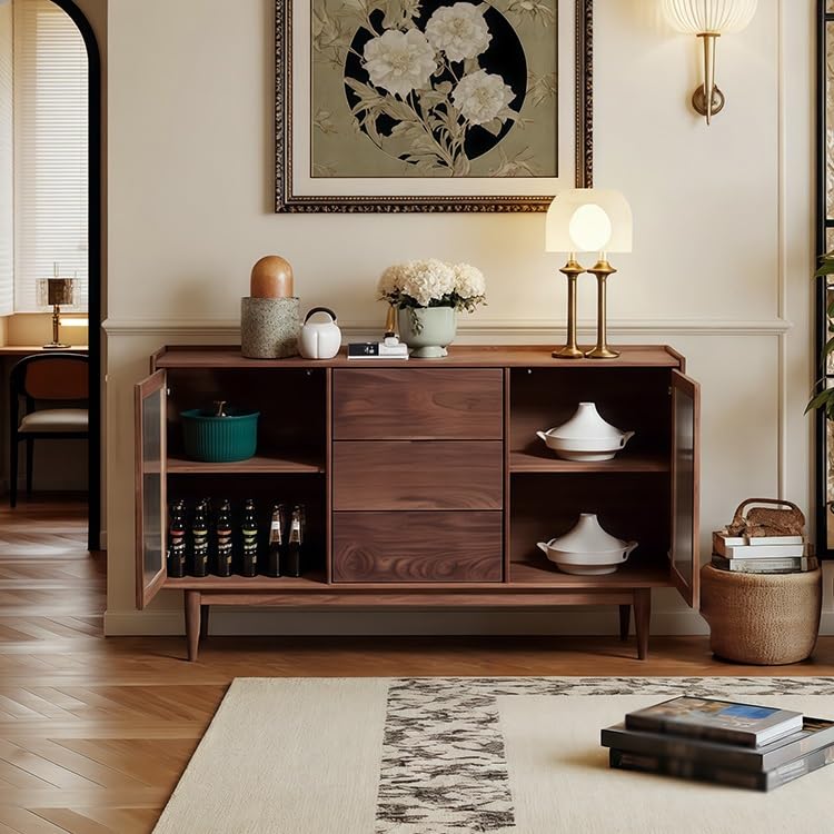 Solid Wood Sideboard with Display Top