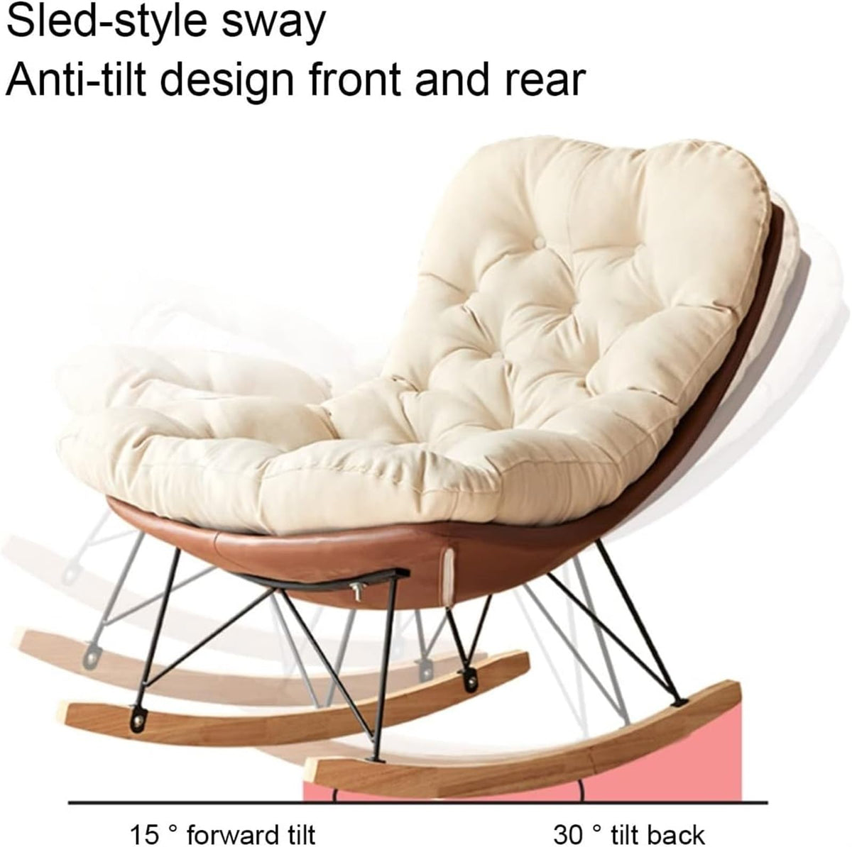 Brown Upholstered Rocking Chair and Ottoman Set