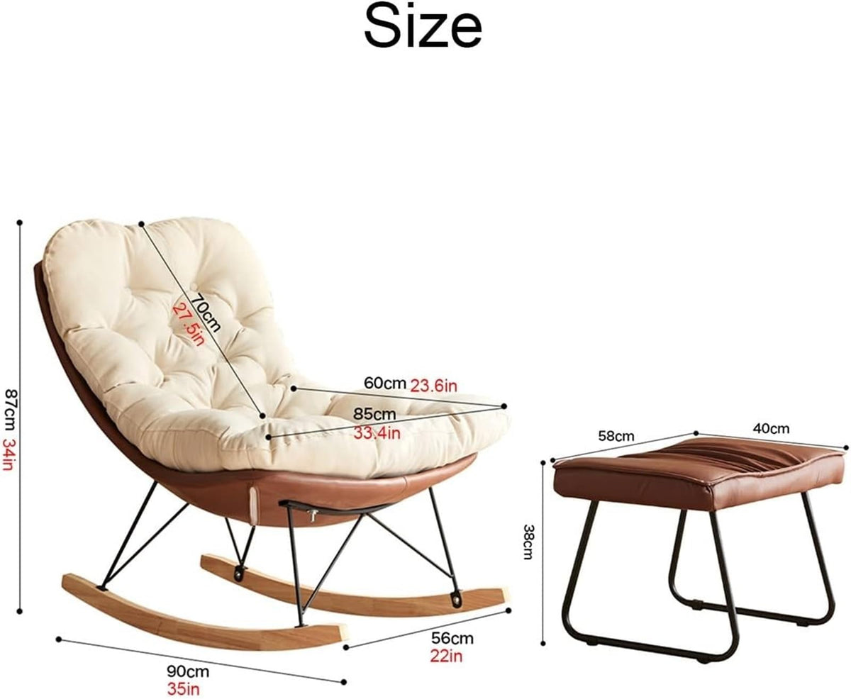 Brown Upholstered Rocking Chair and Ottoman Set