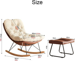 Brown Upholstered Rocking Chair and Ottoman Set