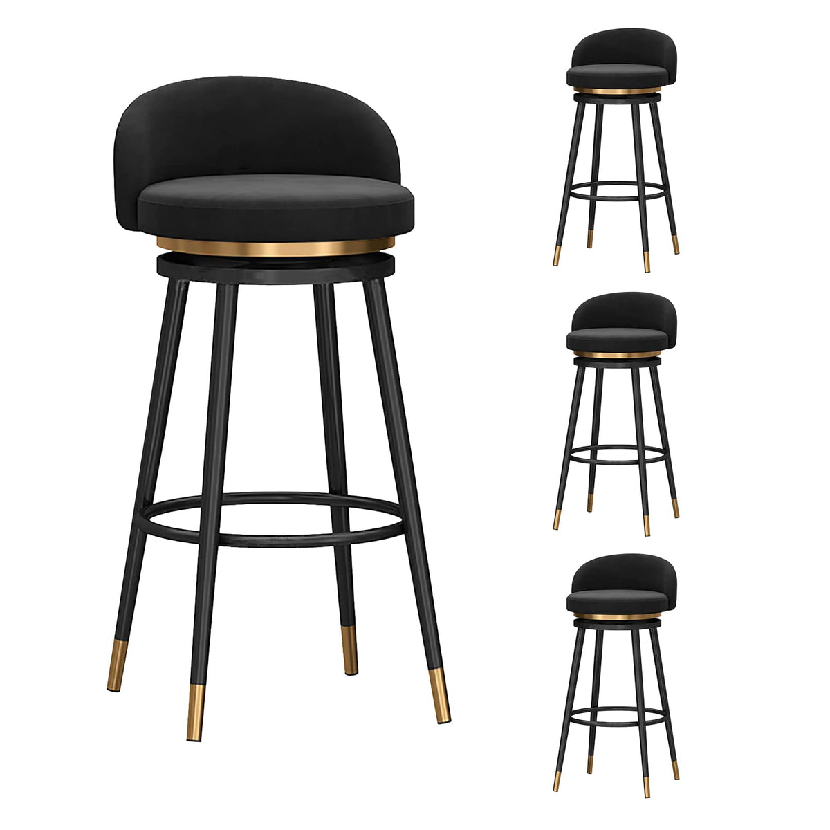Velvet Swivel Bar Stools, 75 cm Seat Height