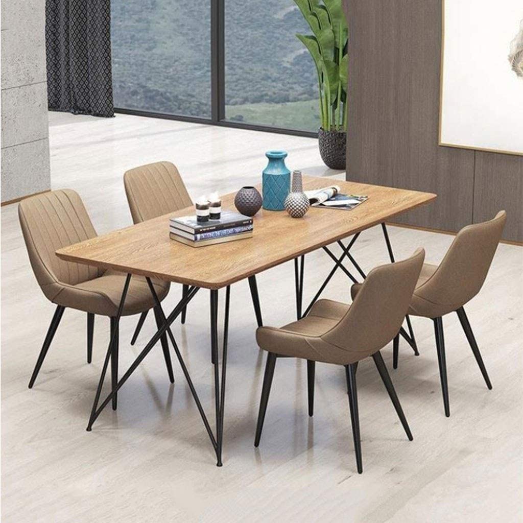 PU-Upholstered Metal-Leg Dining Chairs, Set of Four