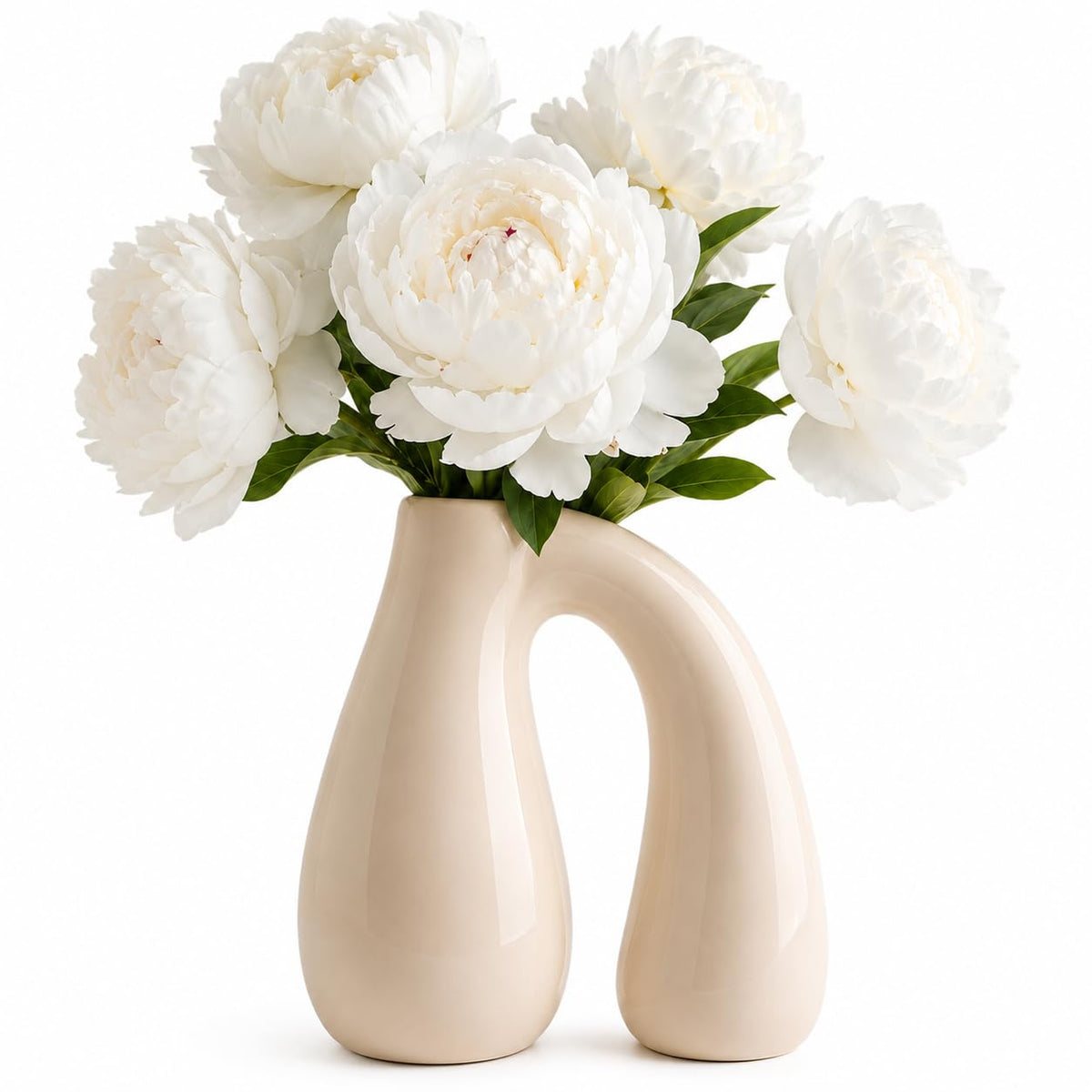 Ceramic Arch-Handle Vase, 7.5 in
