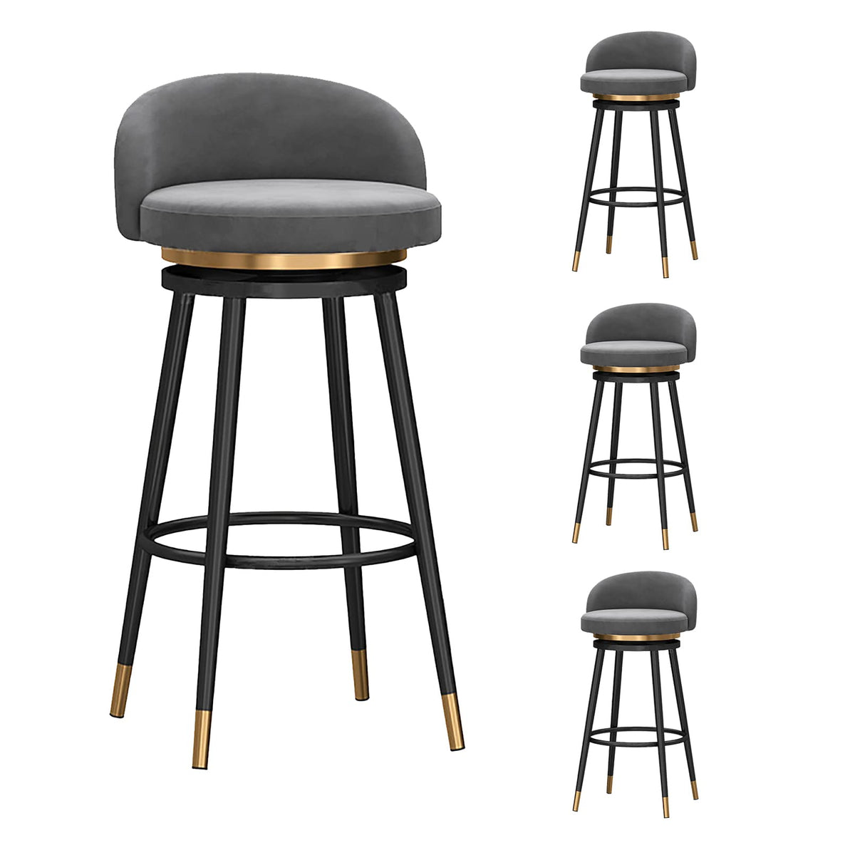 Velvet Swivel Bar Stools, 75 cm Seat Height