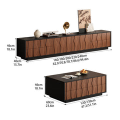 Wavy-Panel Media Console with Concealed Storage