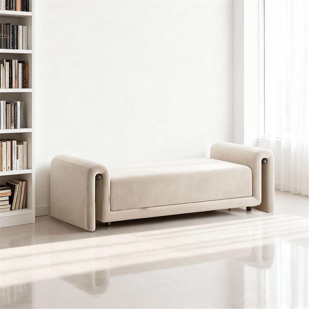 Fabric Bedroom Bench with Wood and Steel Frame