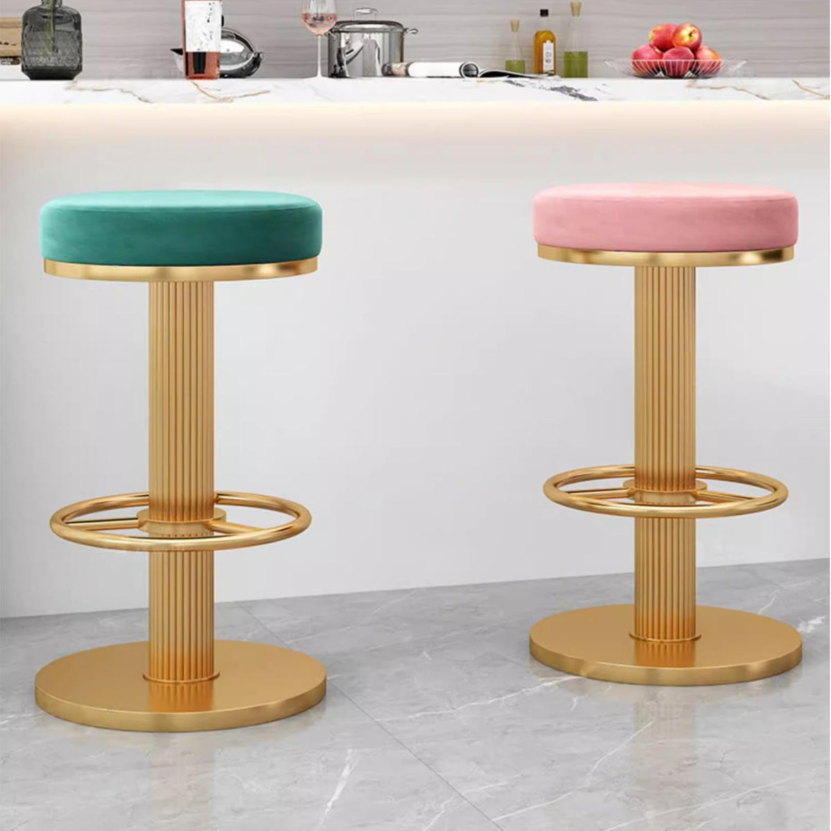 Swivel Bar Stool with Backrest and Footrest