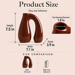 Ceramic Arch-Handle Vase, 7.5 in