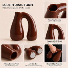 Ceramic Arch-Handle Vase, 7.5 in