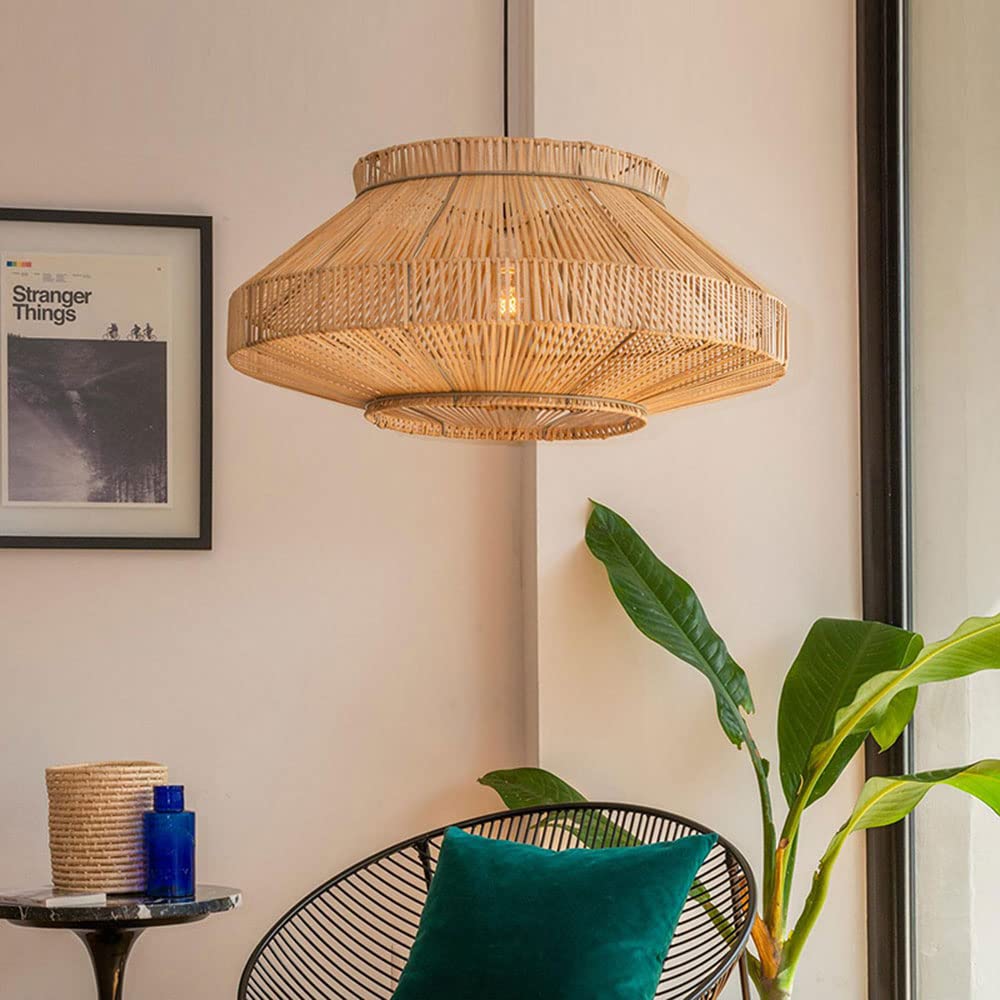 Bamboo and Rattan Pendant Light, 60 cm Shade