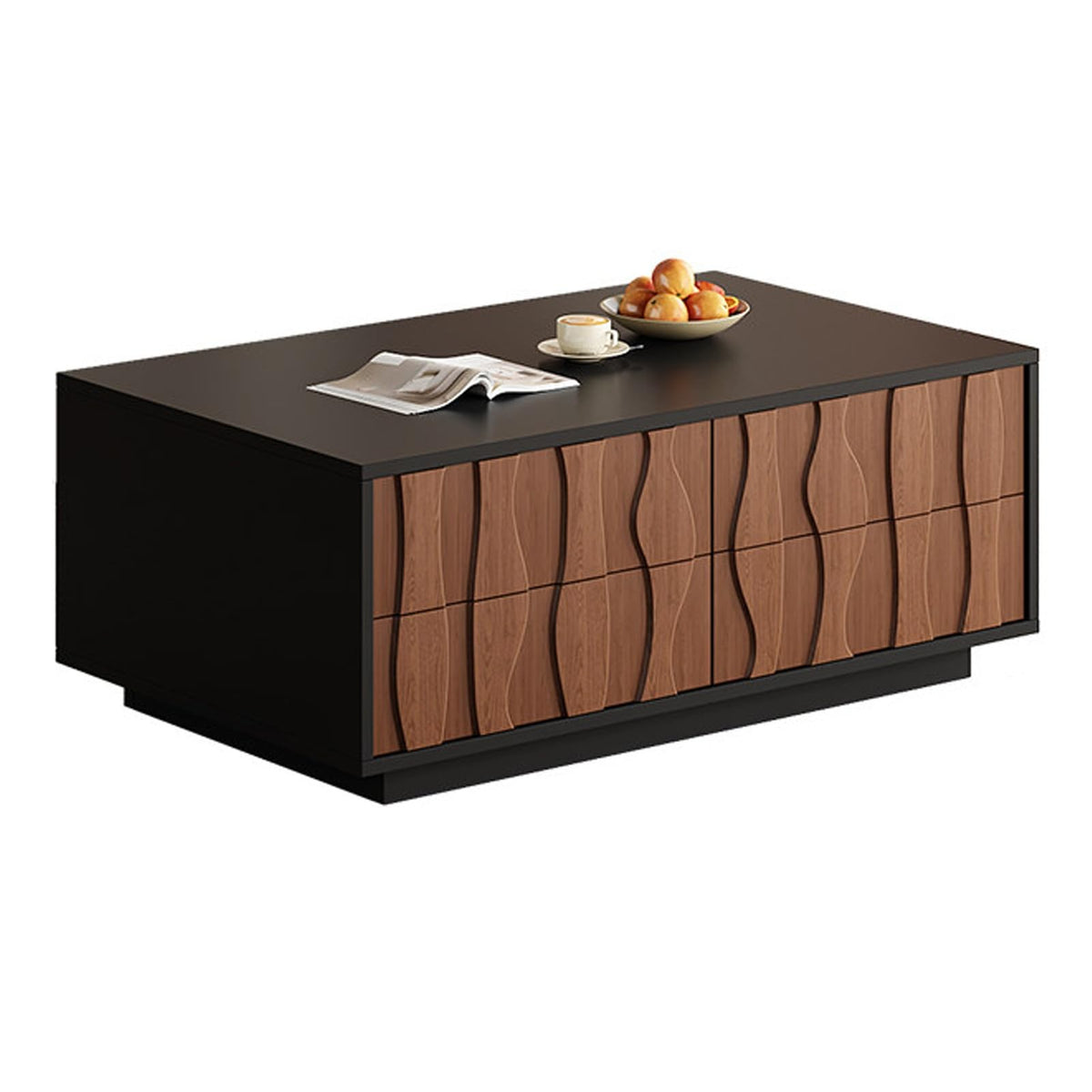 Wavy-Panel Media Console with Concealed Storage