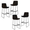 Black Upholstered Bar Stools, Set of Four, 75 cm