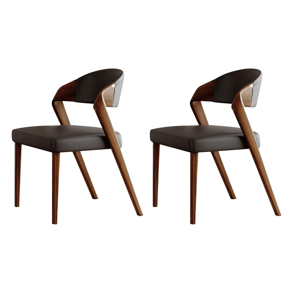 Microfiber-Upholstered Wood Dining Armchairs, Set of Two