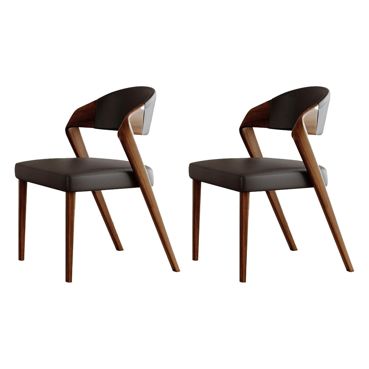 Microfiber-Upholstered Wood Dining Armchairs, Set of Two