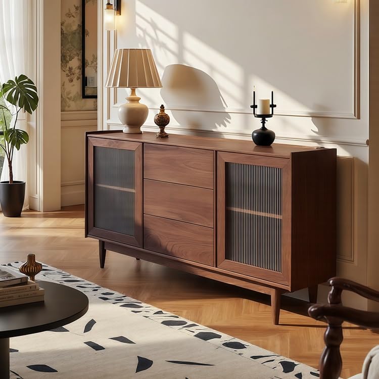 Solid Wood Sideboard with Display Top