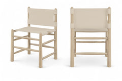 Vegan-Leather Wood Dining Chairs, Set of Two