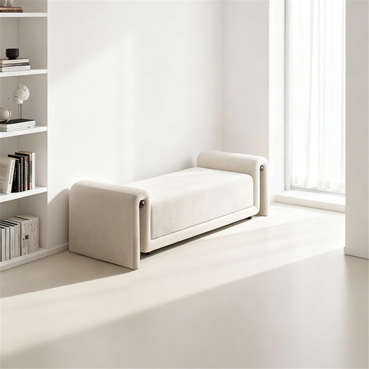 Fabric Bedroom Bench with Wood and Steel Frame