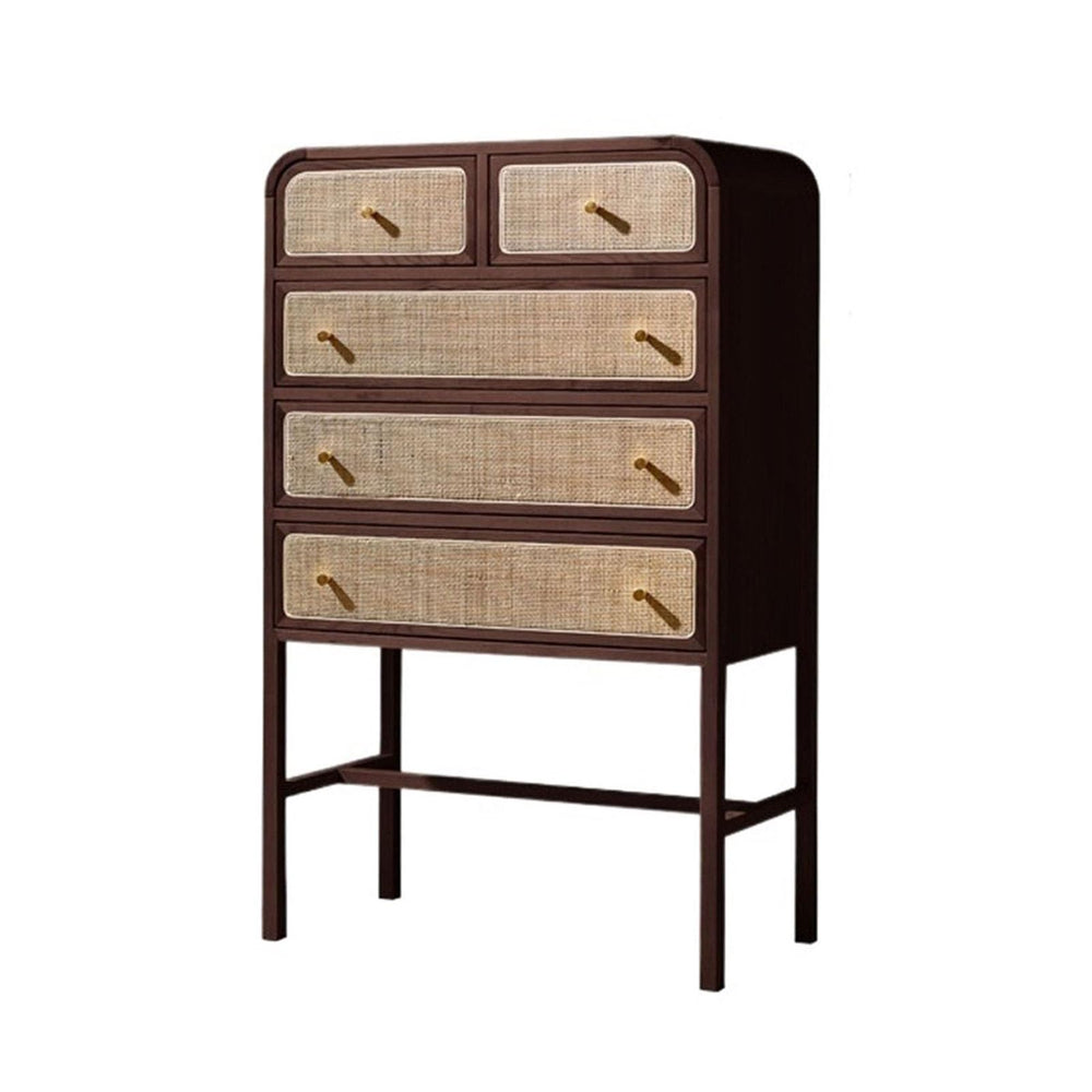 Wooden Drawer Chest with Gold-Tone Handles