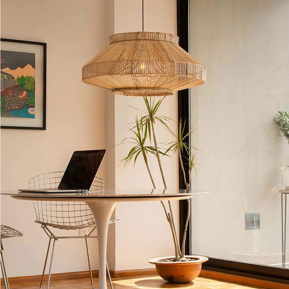 Bamboo and Rattan Pendant Light, 60 cm Shade