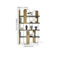 Stainless Steel and Wood Open Display Bookcase