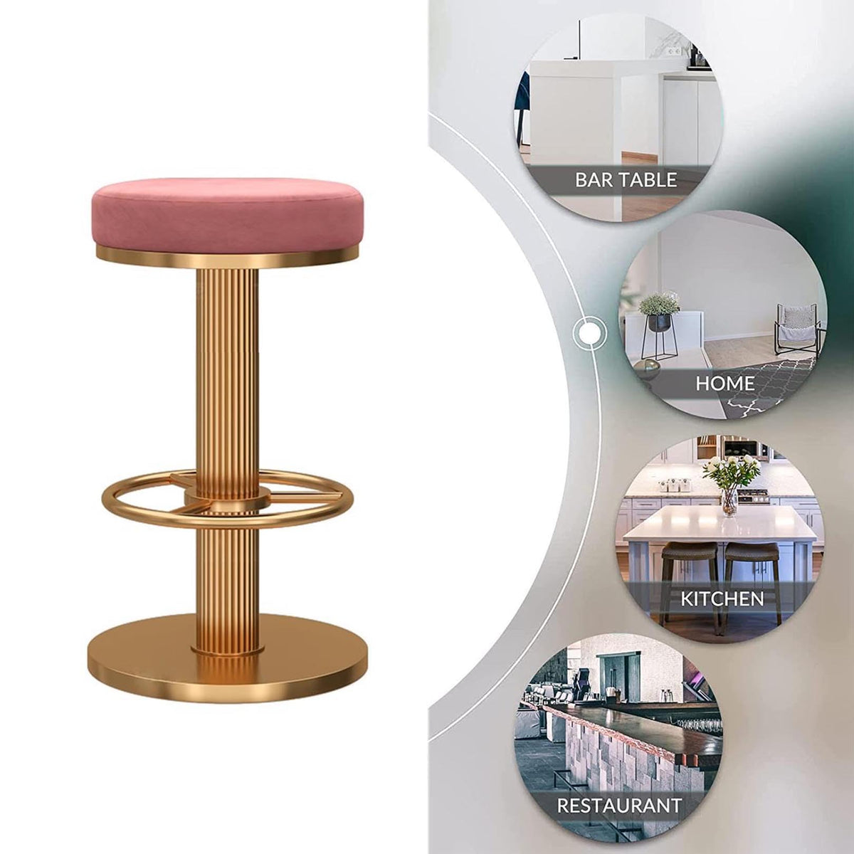 Swivel Bar Stool with Backrest and Footrest