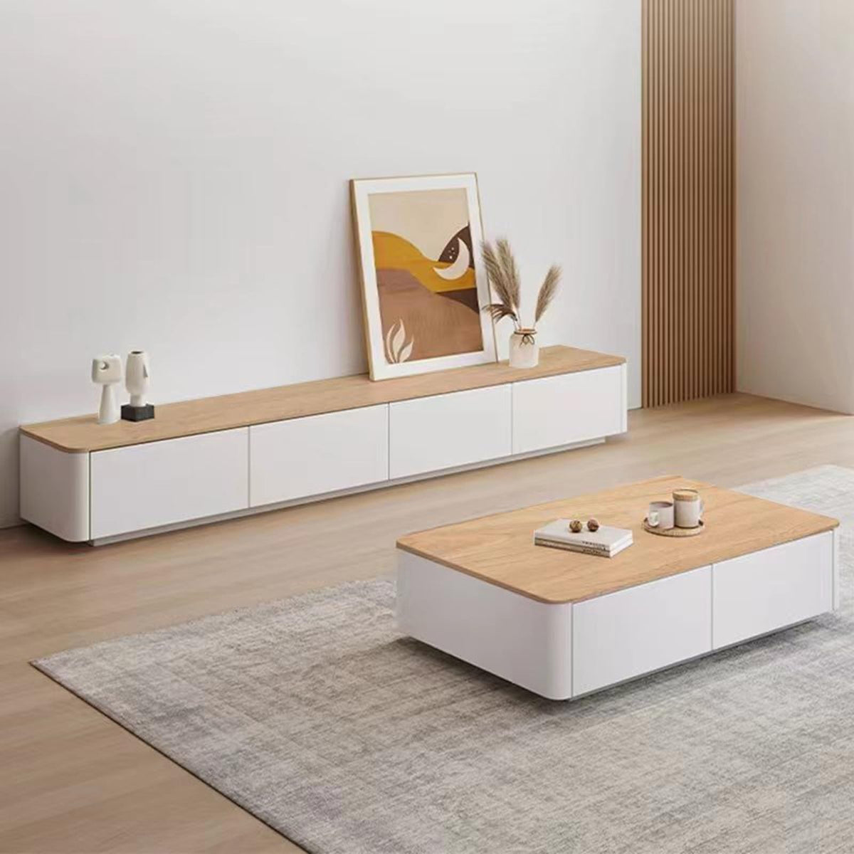 Low Media Cabinet with Storage and Cable Openings