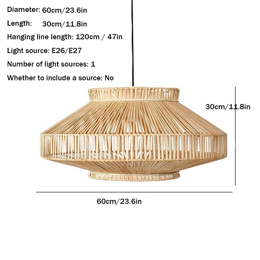 Bamboo and Rattan Pendant Light, 60 cm Shade