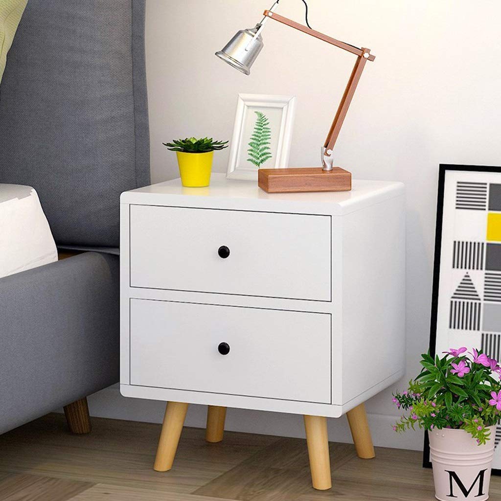 White Two-Drawer Nightstands, Set of Two