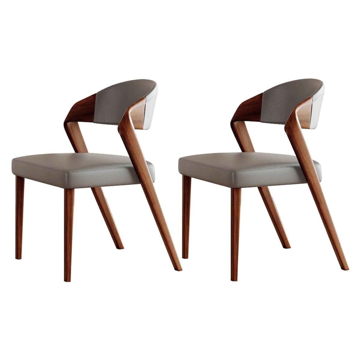 Microfiber-Upholstered Wood Dining Armchairs, Set of Two