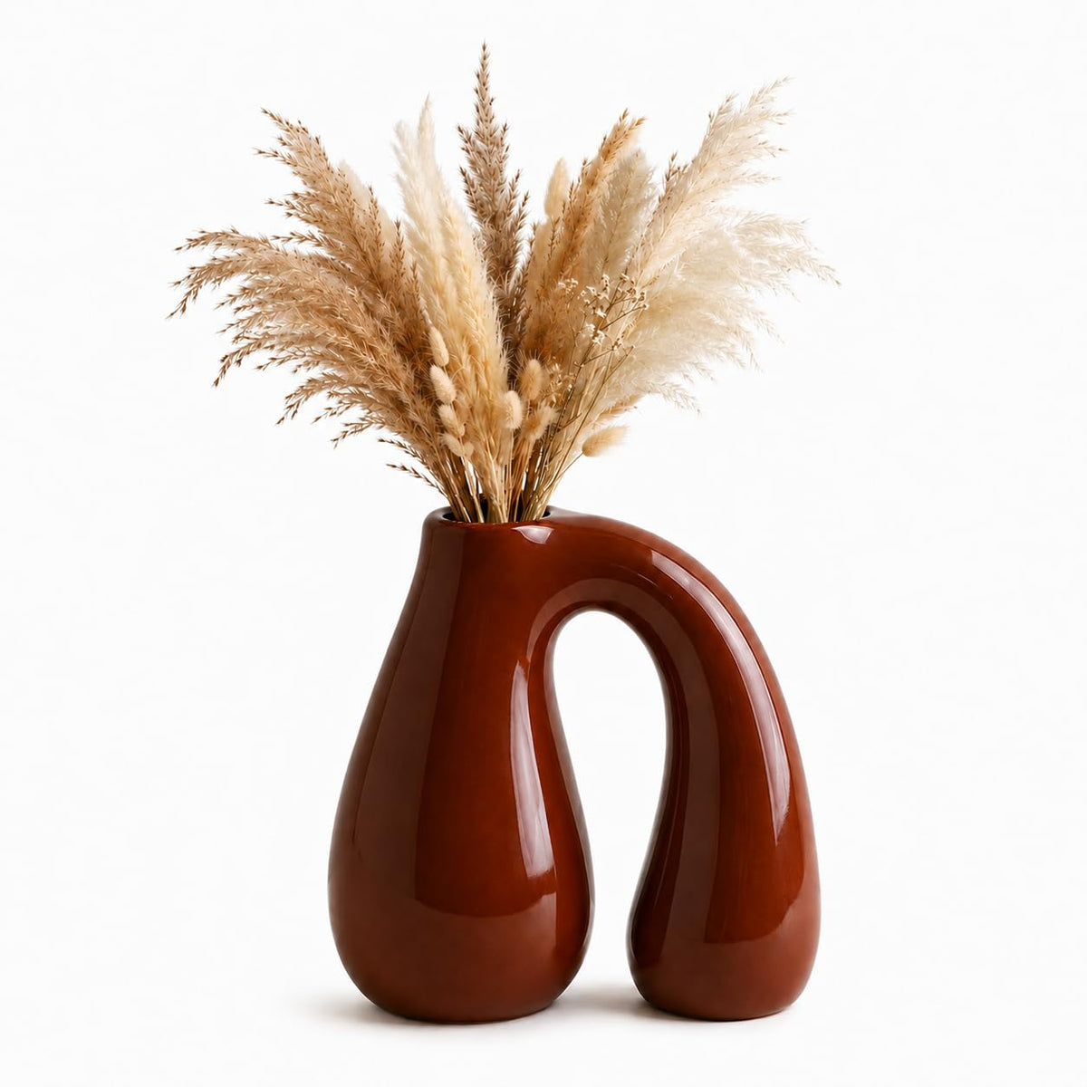 Ceramic Arch-Handle Vase, 7.5 in