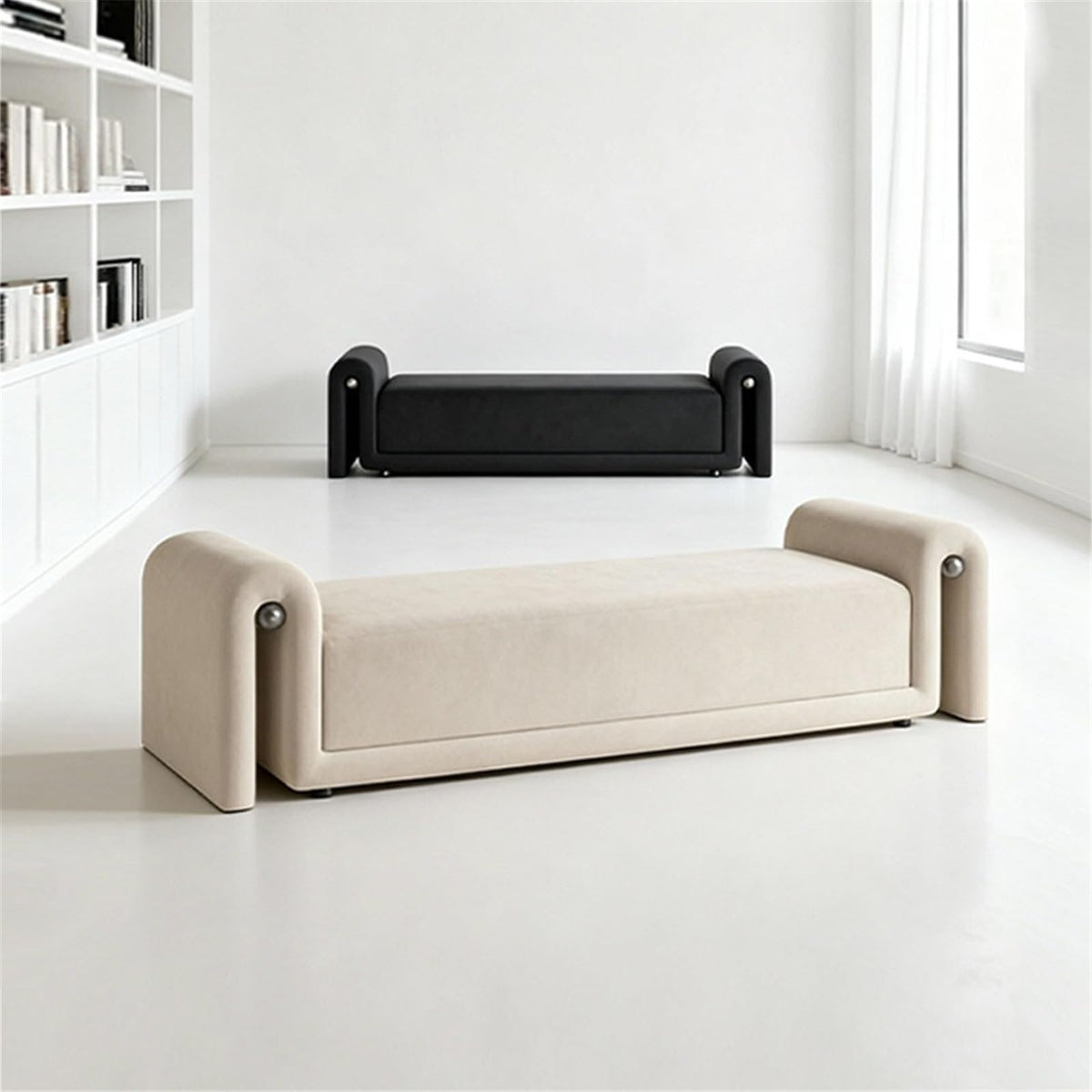 Fabric Bedroom Bench with Wood and Steel Frame