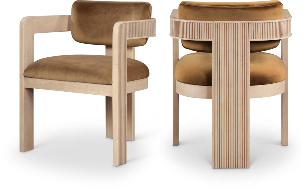 Upholstered Wood-Frame Dining Chairs, Set of Two