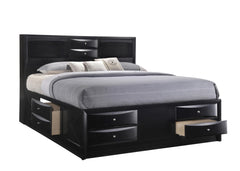 Black King Storage Bed with Bookcase Headboard