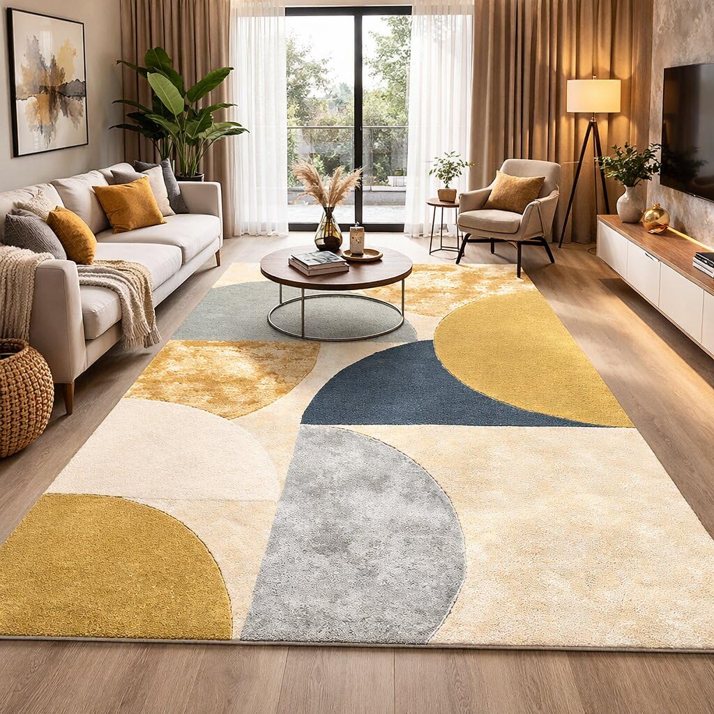 Hand-Tufted Abstract Geometric Wool Area Rug