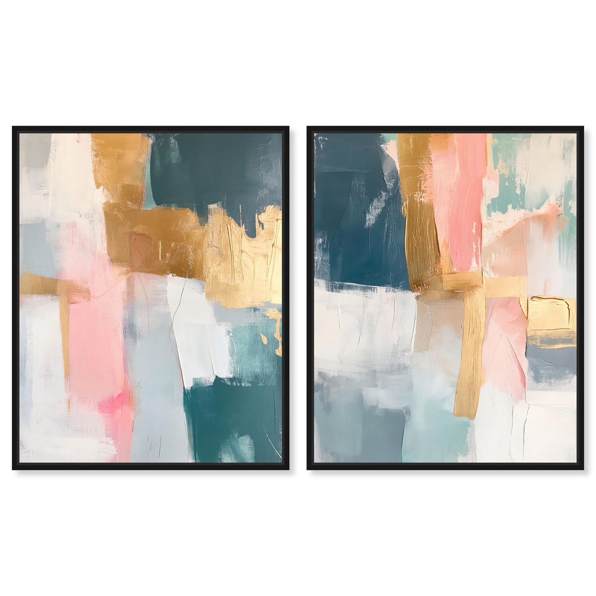 Gold Abstract Canvas Wall Art Set of Two