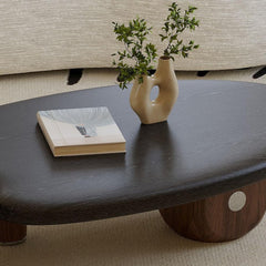 Sculptural Wooden Coffee and Side Table Set