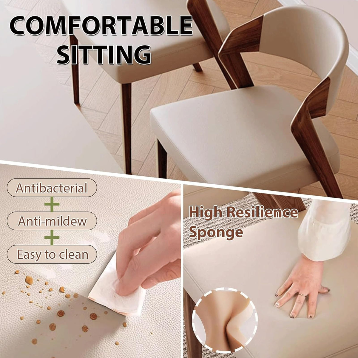 Microfiber-Upholstered Wood Dining Armchairs, Set of Two