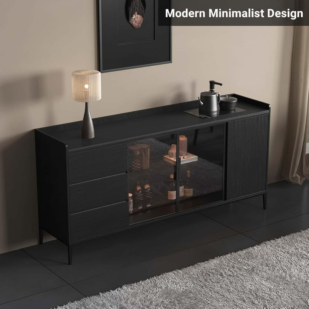 Wooden Open-Storage Sideboard and Console