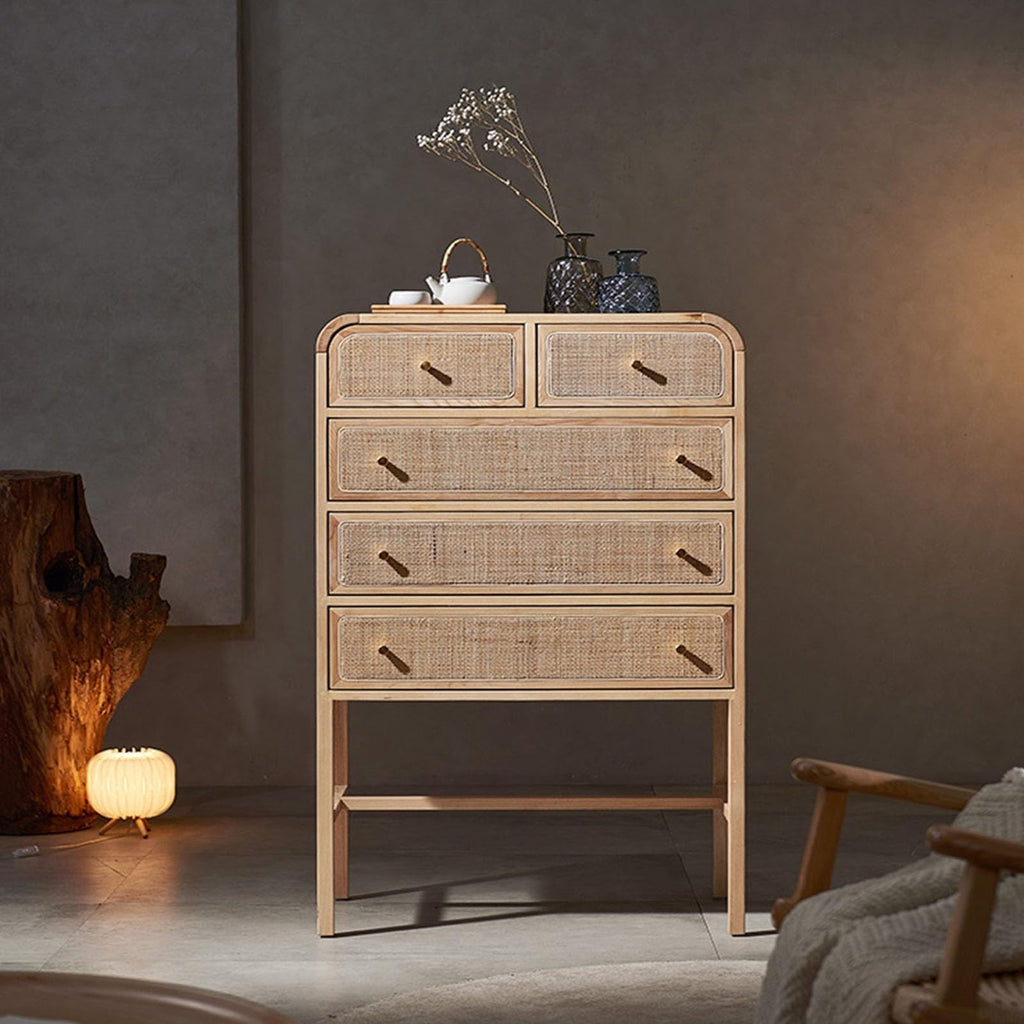 Wooden Drawer Chest with Gold-Tone Handles
