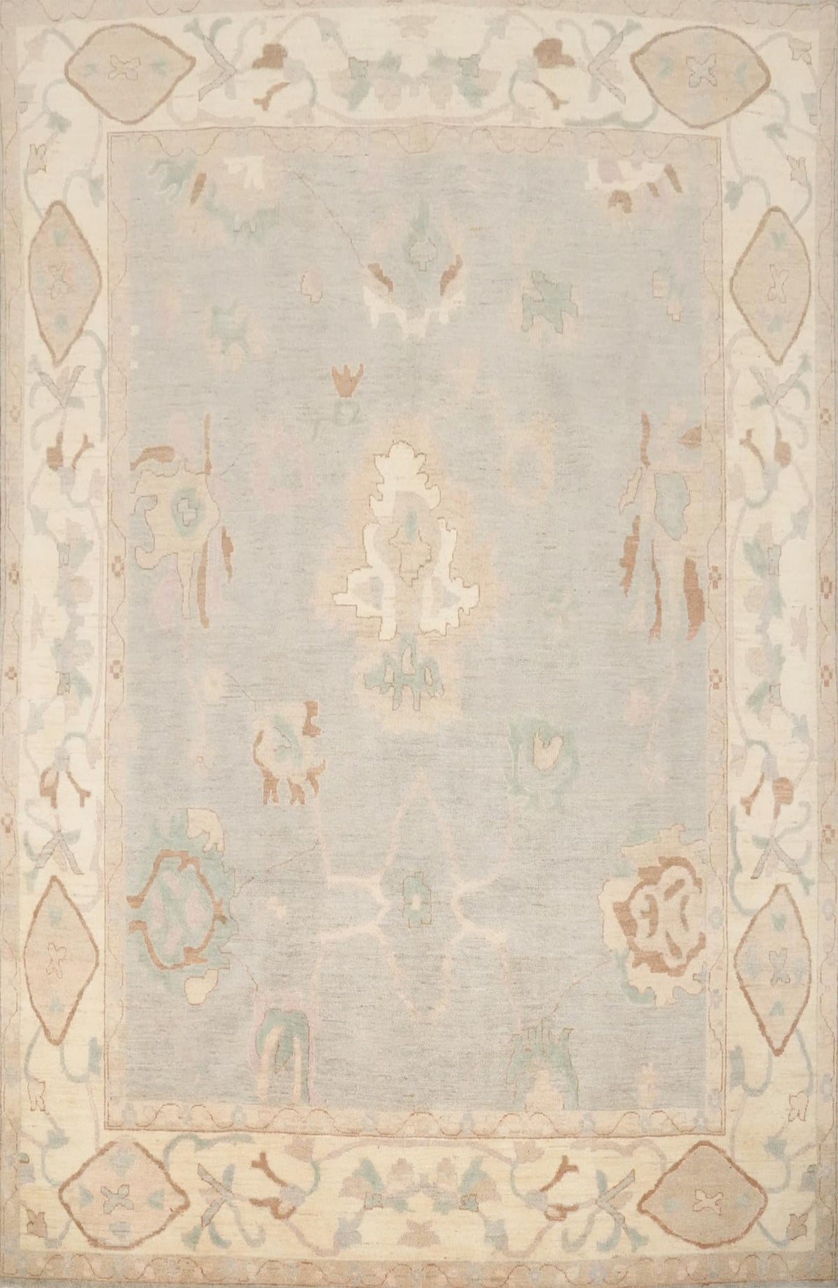 Hand-Knotted Transitional Wool Rug in Multiple Sizes