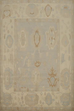 Hand-Knotted Transitional Wool Rug in Multiple Sizes