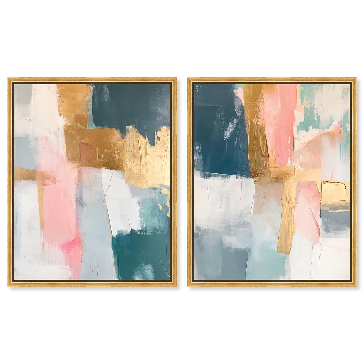 Gold Abstract Canvas Wall Art Set of Two
