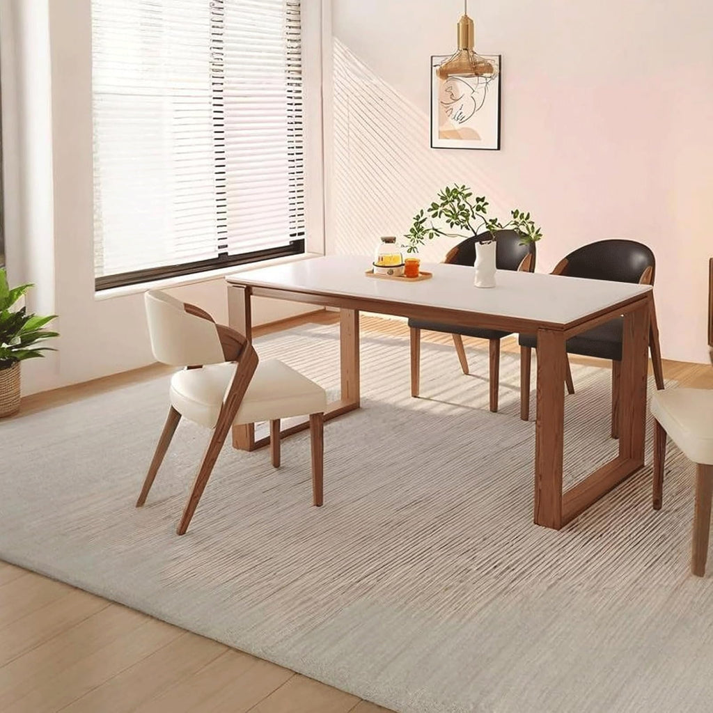 Microfiber-Upholstered Wood Dining Armchairs, Set of Two